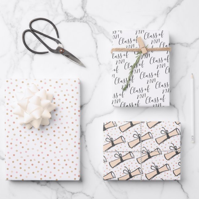 Feuille De Papier Cadeau Classe rose et or (Recto)