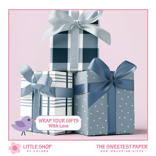 Feuille De Papier Cadeau Classic Bleu et Blanc Buffalo Check