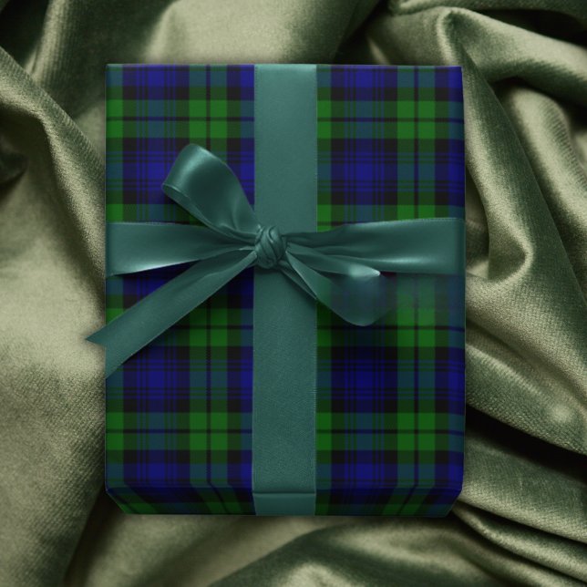 Feuille De Papier Cadeau Classic Green & Navy Blackwatch Tartan Plaid (Classic Green & Navy Blackwatch Tartan Plaid Wrapping Paper Sheets)