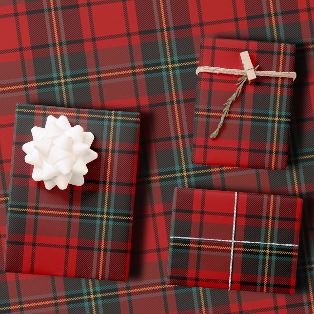 Feuille De Papier Cadeau Classic Holiday Plaid Stylish Red Christmas (Créateur téléchargé)