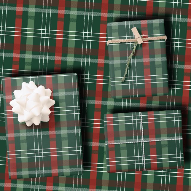 Feuille De Papier Cadeau Classic Holiday Red and Green Plaid Christmas (Créateur téléchargé)