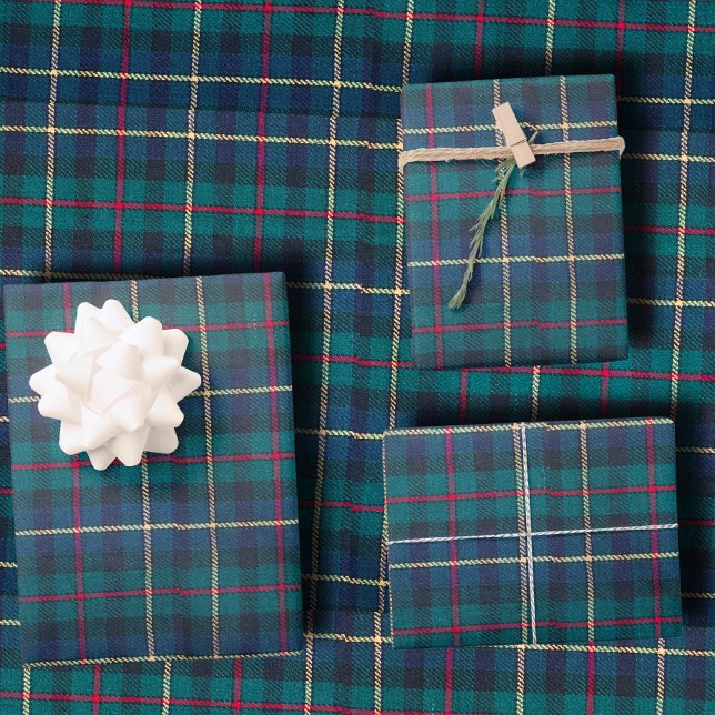 Feuille De Papier Cadeau Classic Scottish Hunter Green & Navy Clan Tartan (Créateur téléchargé)