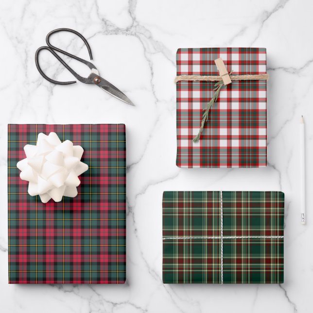 Feuille De Papier Cadeau Classique Noël Plaid Variété (Recto)