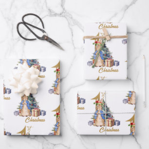 Feuille De Papier Cadeau Classique Premier Noël de lapin