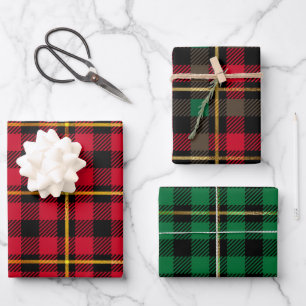Feuille De Papier Cadeau Classique Vacances Rouge Vert Plaid Noël Simple