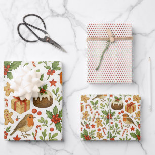 Feuille De Papier Cadeau Classy Botanical Holly Floral Art Motif