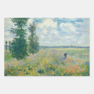 Feuille De Papier Cadeau Claude Monet - Champs de pavot près d'Argenteuil (