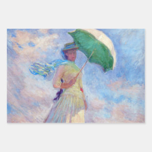 Feuille De Papier Cadeau Claude Monet - Femme avec un parasol face à droite