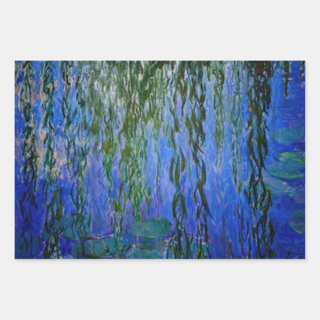 Feuille De Papier Cadeau Claude Monet - Lys d'eau avec saule plumant (Devant)