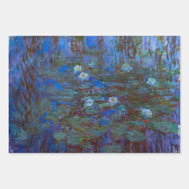 Feuille De Papier Cadeau Claude Monet - Lys d'Eau Bleue (Devant)