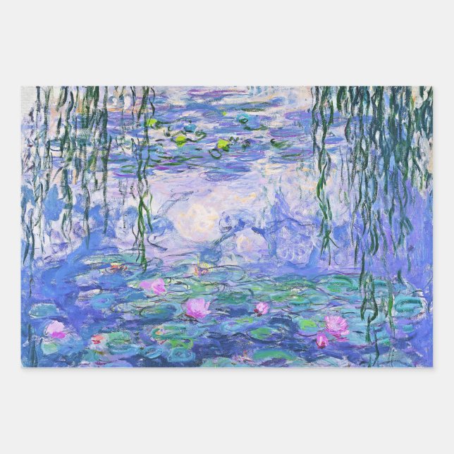 Feuille De Papier Cadeau Claude Monet Water Lilie L'Art Impressionniste Fra (Devant)