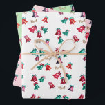 Feuille De Papier Cadeau Cloches en aquarelle Noël personnalisé dessiné à l<br><div class="desc">Ces cloches d'aquarelle fantaisie sont toutes dessinées à la main et peintes à la main sur du papier, de la manière désuète, en choisissant des couleurs vives traditionnelles de rouge et de vert. Le mot "Noel" est répandu partout. Laissez "Noel" tel quel, ou vous pouvez personnaliser le motif en inscrivant...</div>