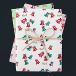 Feuille De Papier Cadeau Cloches en aquarelle Noël personnalisé dessiné à l<br><div class="desc">Ces cloches d'aquarelle fantaisie sont toutes dessinées à la main et peintes à la main sur du papier, de la manière désuète, en choisissant des couleurs vives traditionnelles de rouge et de vert. Le mot "Noel" est répandu partout. Laissez "Noel" tel quel, ou vous pouvez personnaliser le motif en inscrivant...</div>