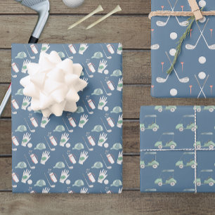 Feuille De Papier Cadeau Clubs de golf et golf de panier
