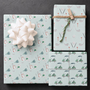 Feuille De Papier Cadeau Clubs de golf et parcours de golf