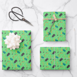 Feuille De Papier Cadeau Clubs de golf Tés Balles Sac Motif Sportif