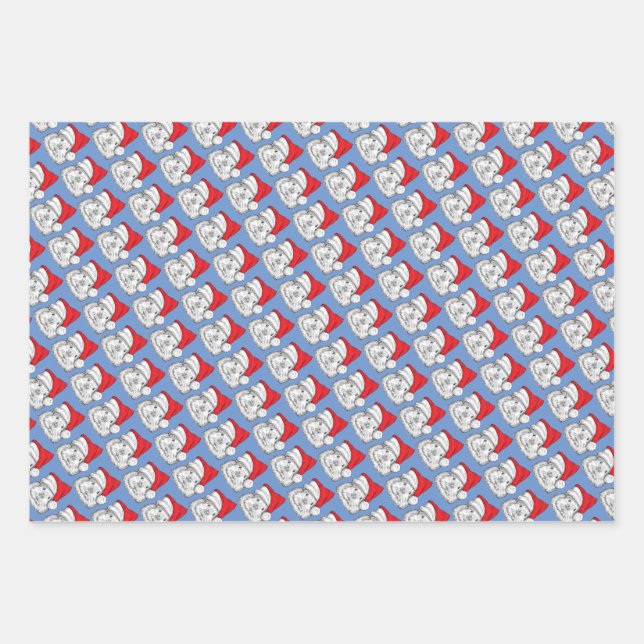 Feuille De Papier Cadeau Cochon de Guinée mignonne avec casquette de Noël,  (Devant 3)