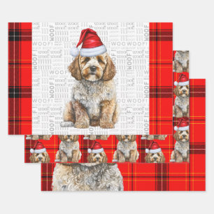 Feuille De Papier Cadeau Cockapoo Chien Rouge Fête Jour Jour Joué