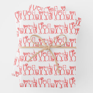 Feuille De Papier Cadeau Cocktail Whimsical Boissons Vin Party Cadeau color