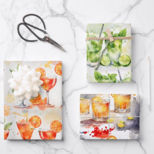 Feuille De Papier Cadeau Cocktails à 7:00