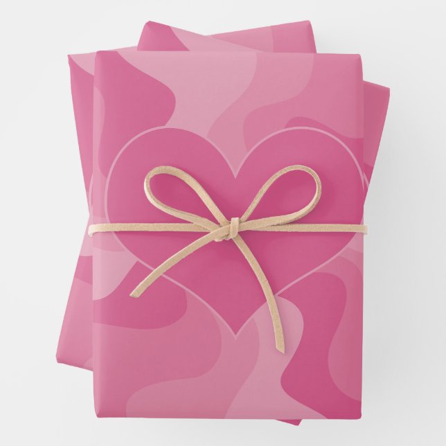 Feuille De Papier Cadeau Coeur d'amour - rose (En situation)