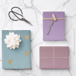 Feuille De Papier Cadeau Coeur de Parties scintillant or Ombre Mint turquoi