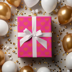 Feuille De Papier Cadeau Coeur de Parties scintillant orange et rose chaud 