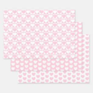 Feuille De Papier Cadeau Coeurs clairs roses et blancs