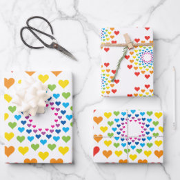 Feuille De Papier Cadeau Cœurs colorés autour de cœurs