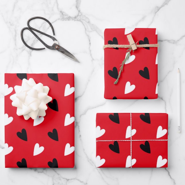 Feuille De Papier Cadeau Cœurs d'amour  (Recto)