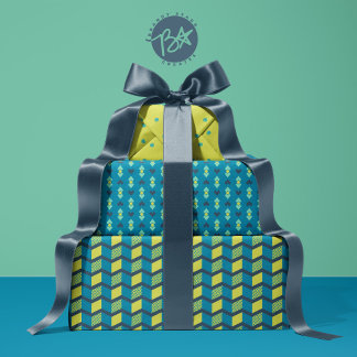 Feuille De Papier Cadeau Coeurs d'amour géométrique, points et bandes de ch