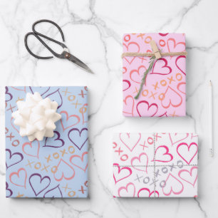 Feuille De Papier Cadeau Coeurs d'amour, XOXO