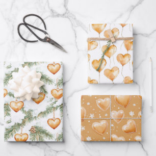 Feuille De Papier Cadeau Cœurs de caramel crémeux chaud Branches d'arbre de