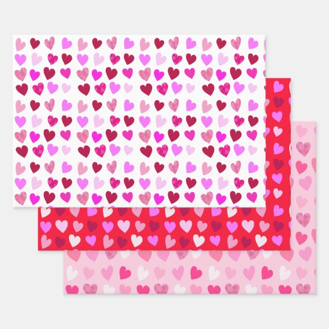 Feuille De Papier Cadeau Coeurs de la Saint-Valentin (Lot)
