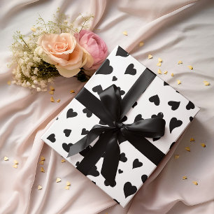 Feuille De Papier Cadeau Coeurs de la Saint Valentin - noir et blanc
