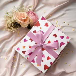 Feuille De Papier Cadeau Coeurs de la Saint Valentin - viva magenta et oran