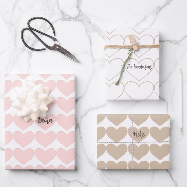 Feuille De Papier Cadeau Coeurs de pays personnalisés (Recto)