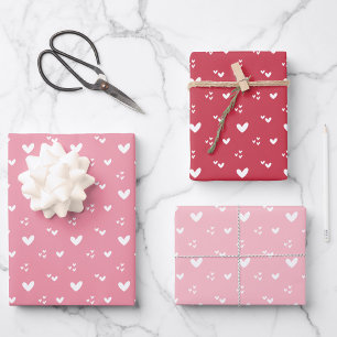 Feuille De Papier Cadeau Coeurs doux Motif rouge et rose