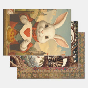 Feuille De Papier Cadeau Cœurs Fantaisistes de Lapin Blanc Enchantant le Pa