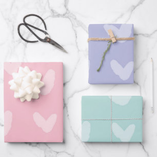Feuille De Papier Cadeau Coeurs Motif Bébé Amour Pastel Couleurs Douces