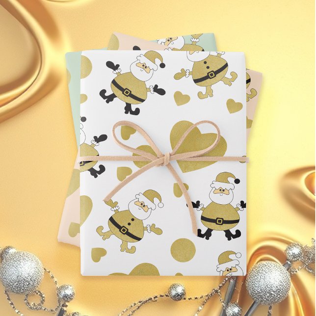 Feuille De Papier Cadeau Coeurs or de Père Noël (Créateur téléchargé)