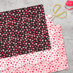 Feuille De Papier Cadeau Coeurs roses mignons Aimer Saint Valentin Motif