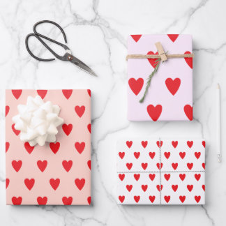 Feuille De Papier Cadeau Coeurs rouges Abstrait main tiré Boho Style Motif