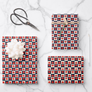 Feuille De Papier Cadeau Coeurs rouges en Saint-Valentin motif
