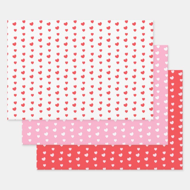 Feuille De Papier Cadeau Coeurs rouges et roses Saint-Valentin (Lot)