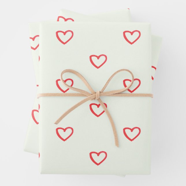 Feuille De Papier Cadeau Coeurs rouges Motif, mignonne, amour (En situation)