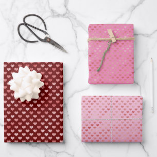 Feuille De Papier Cadeau Coeurs rouges roses Ombre