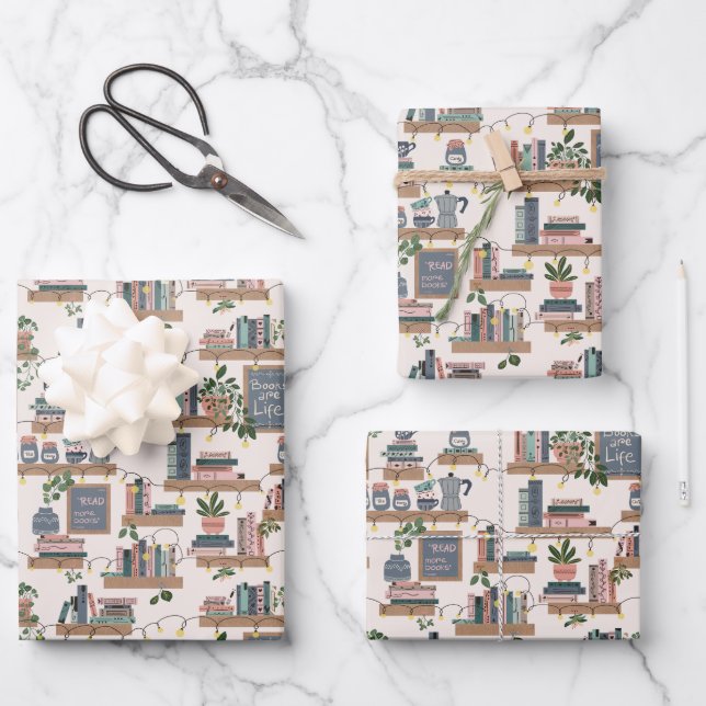 Feuille De Papier Cadeau Coin lecture Hygge Cozy (Recto)