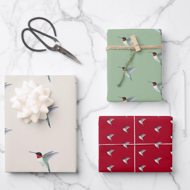 Feuille De Papier Cadeau Colibri à gorge rubis (Recto)