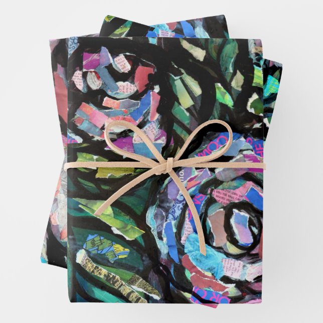 Feuille De Papier Cadeau Collage de chats gris Art Kitty Chats Collages (En situation)